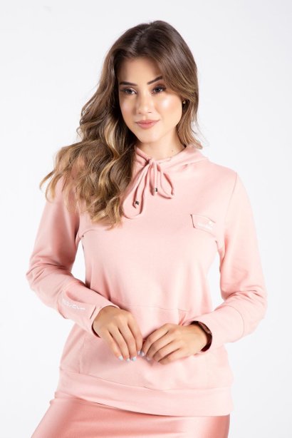 blusa feminina de moletom rose com capuz e bordado epulari 3
