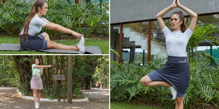 Short Saia: Utilizando para praticar yoga e pilates
