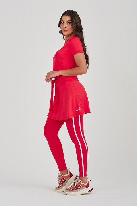 saia calca comprida para academia moda fitness modesta vermelha poliamida uv50 epulari 2