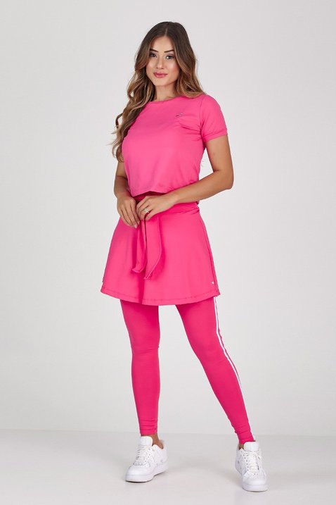 calca comprida com a saia por cima na cor rosa moda fitness evangelica em poliamida epulari 6