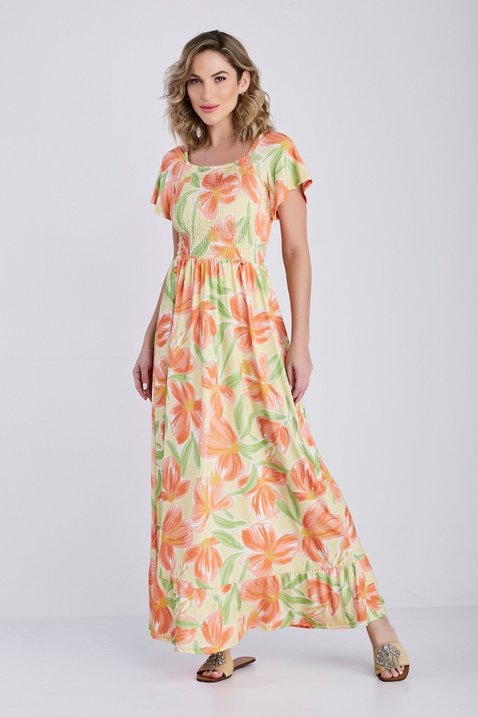 vestido longo 2 em 1 com shorts estampa floral verao tecido fresquinho epulari 2
