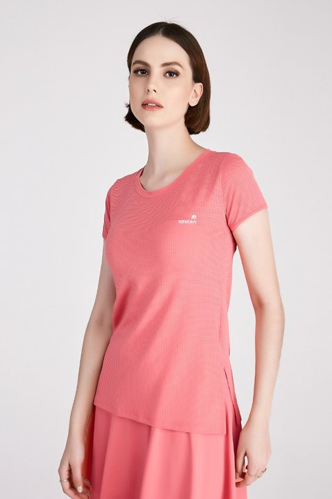 blusa t shirt feminina de academia na cor coral em poliamida dry fit epulari 2